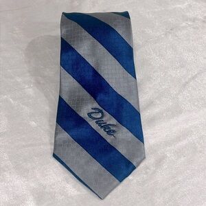 Merge left Duke University Blue Devils striped embroidered necktie tie 100% silk